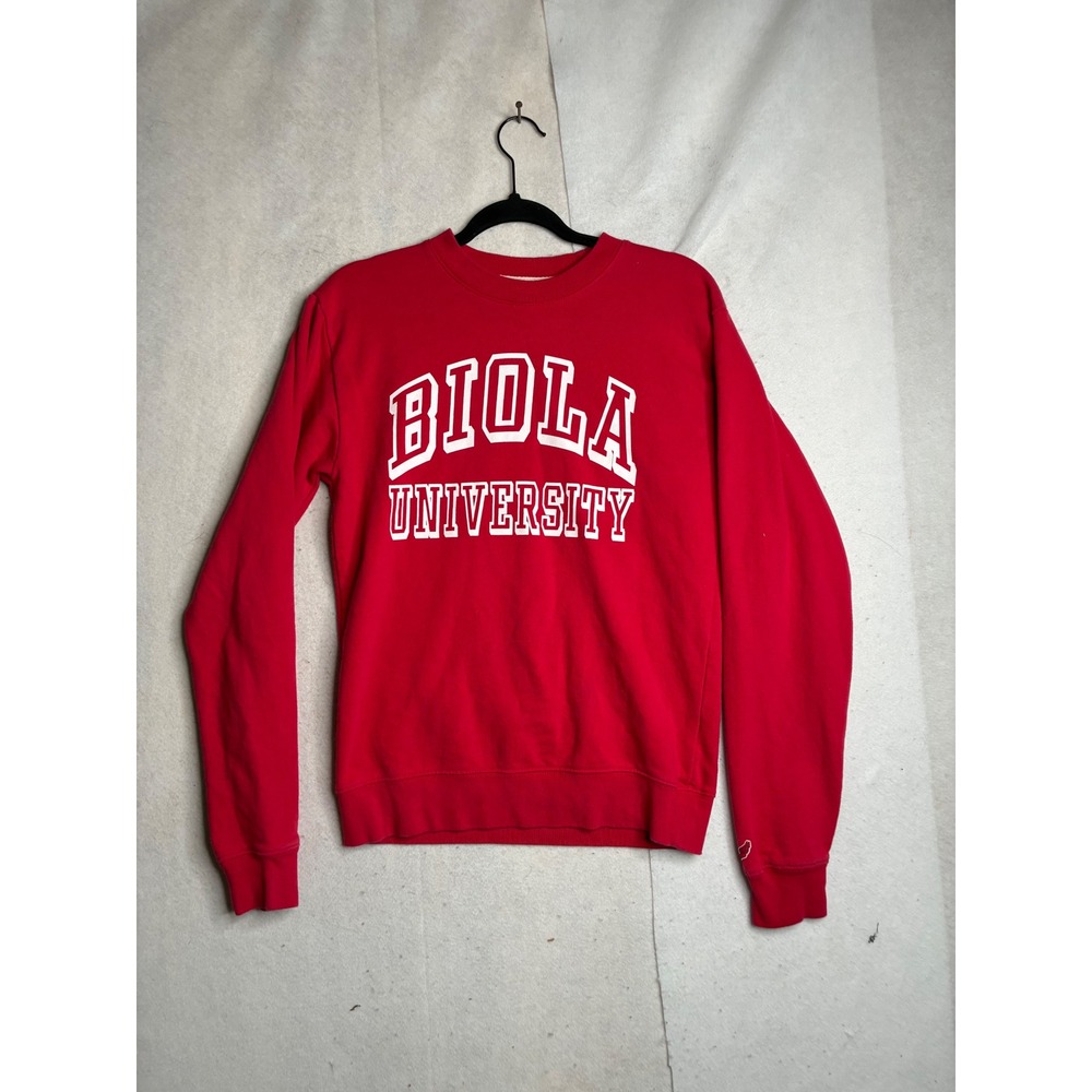 League Biola University Sweatshirt Red Crewneck Mens Small Collegiate Fleece